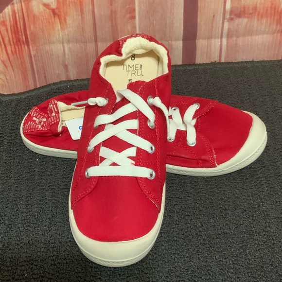 Time and Tru Shoes - Time and Tru memory foam red NWT easy on off sneakers